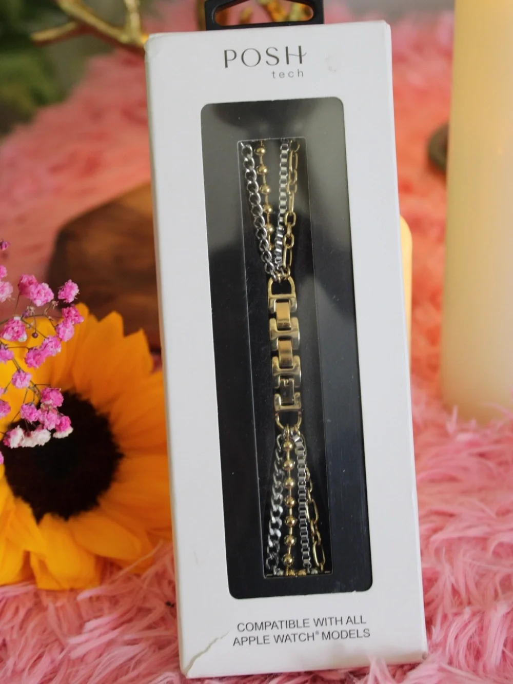 Posh Tech Mixed Metal Multi-Chain Apple Watch Band – Gold & Silver